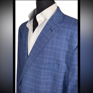 BIG & TALL THE SAVILLE ROW COMPANY BLUE PLAID SPORT COAT SZ 54
